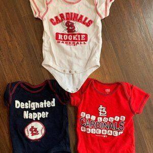St. Louis Cardinals Onesies - 3 Pack 0-3 Months